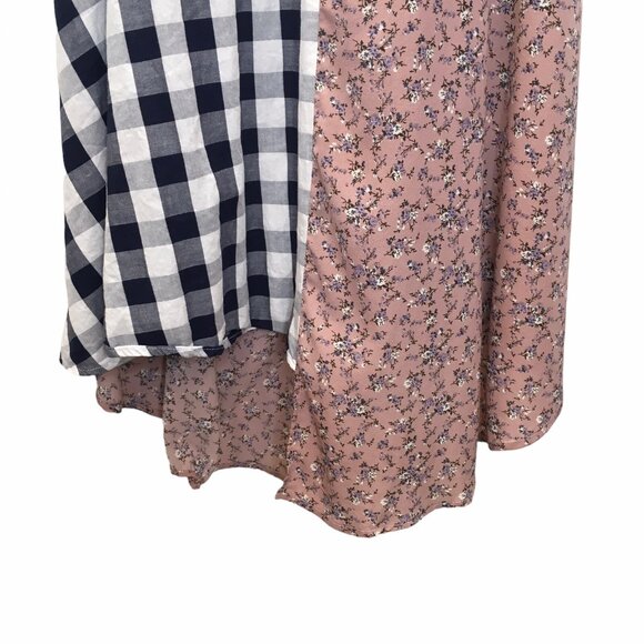 Journey Five Dress Women Small Pink Cottagecore Prairie Asymmetric Hem Check - Picture 9 of 10
